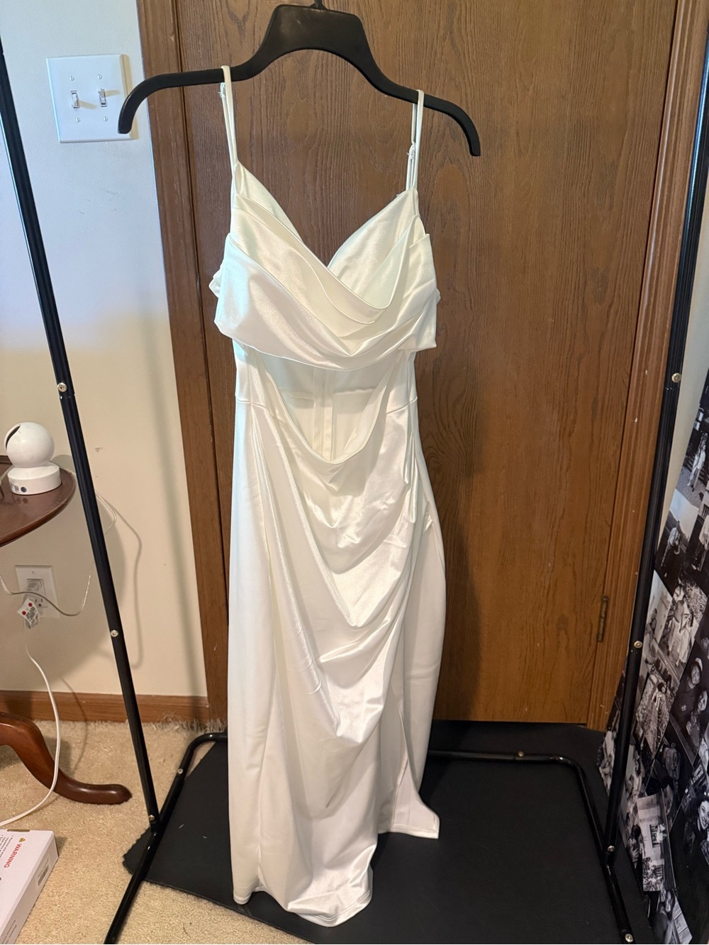 Windsor White Satin Maxi Dress with cutout in White Like New Size Large
